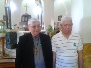 Bishop Dinulado D. Gutierrez DD inside the Church of Mount of Beatitudes with Just Grino