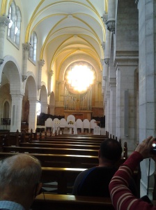 Inside the St. Catherine Church in Bethlehem beside the Nativity Church