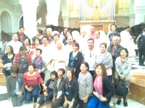 Taking pictures after the Mass at St. Catherine Church-Nativity bethlehem