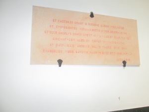 Written in the wall of Shepherd's field Chapel