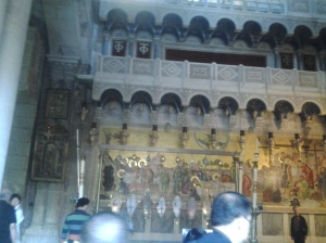 entering holy sepulchre where the cross was enshrined