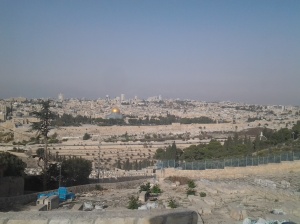 Rock of dome viewed from mt of olives ascension church