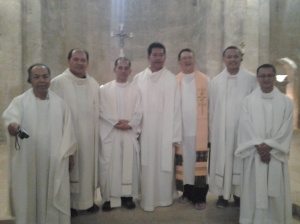 After the Mass at The Priests together with Bishop D. Gutierrez at Emmaus Church (Crusader Church) - Abu Gosh