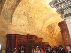 Inside the synagogue of the Western (Wailing) Wall